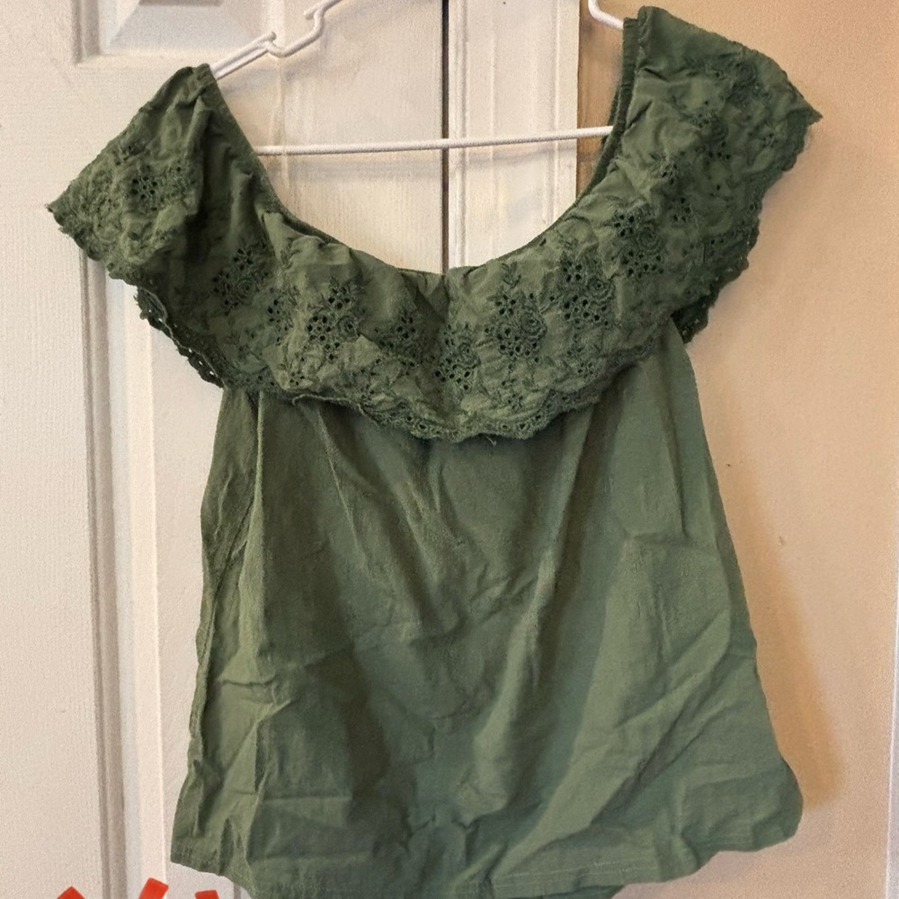 Francesca's Collections Olive Lace Blouse